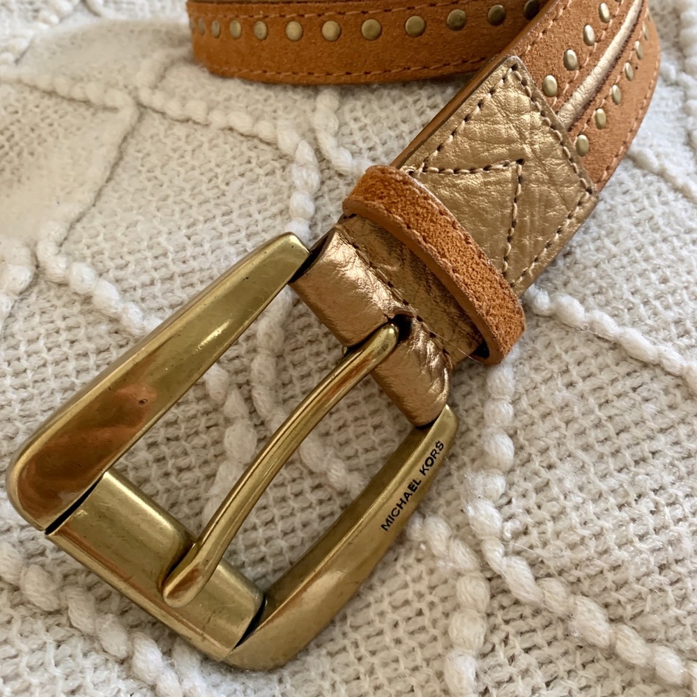 Michael Kors Honey Brown & Gold Belt